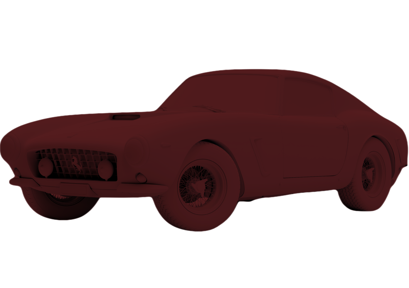 The cover image of the website shows a Ferrari 250 GT SWB on a dark red background inspired by the colors of early Ferrari race cars
